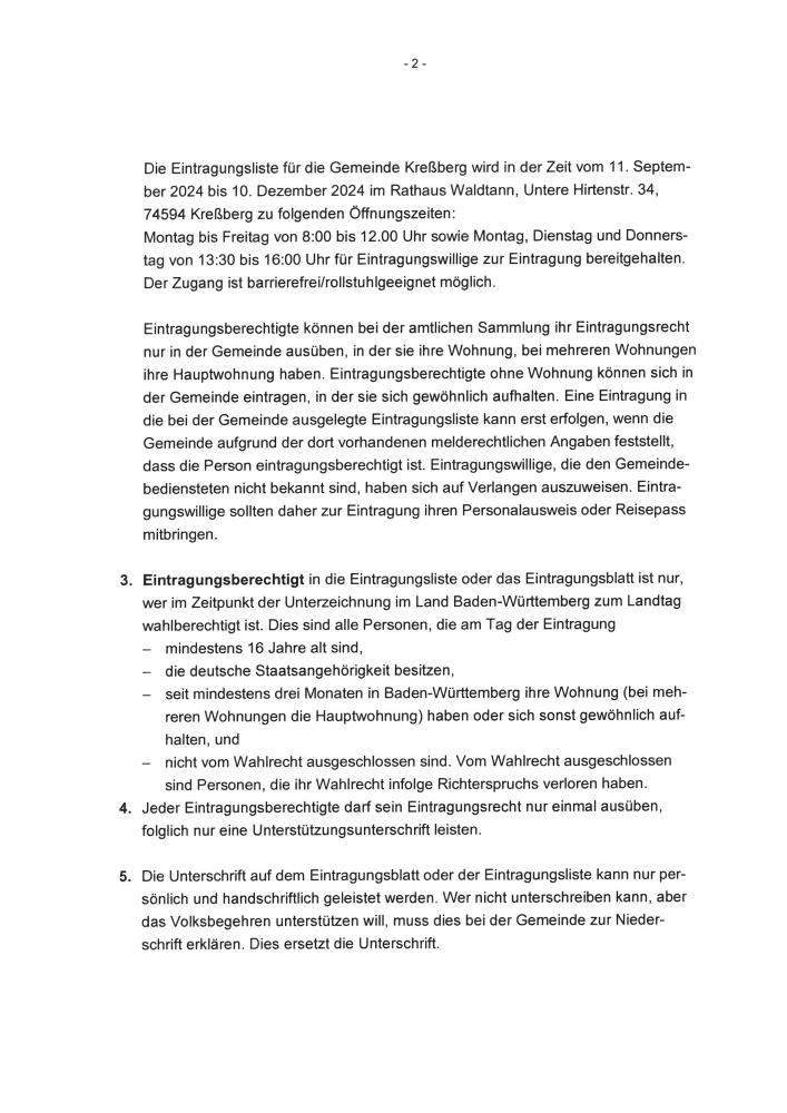 Bekanntmachung über die Durchführung des Volksbegehrens "Landtag verkleinern" über das "Gesetz zur Änderung des Landtagswahlgesetzes" Bekanntmachung über die Durchführung des Volksbegehrens "Landtag verkleinern" über das "Gesetz zur Änderung des Landtagswahlgesetzes"