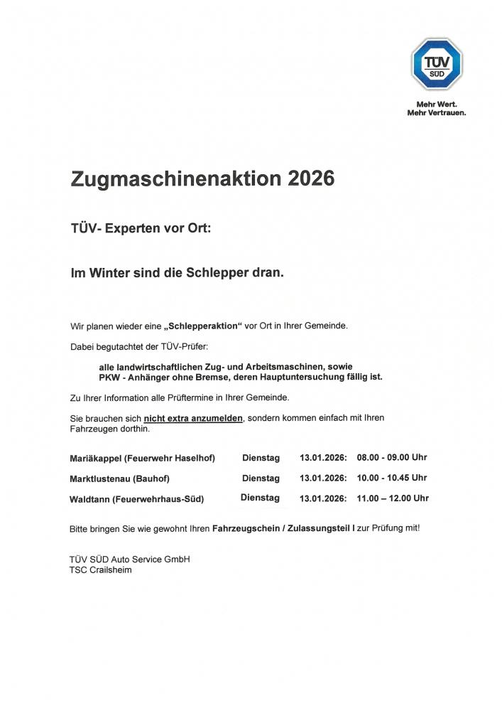 Zugmaschinenaktion 2026